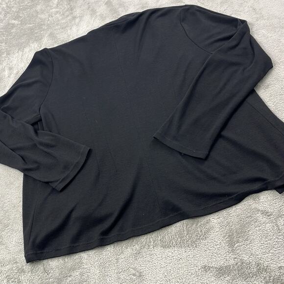 Eileen Fisher XL 100% Wool Black Open Drape Cardigan Sweater - Picture 10 of 16